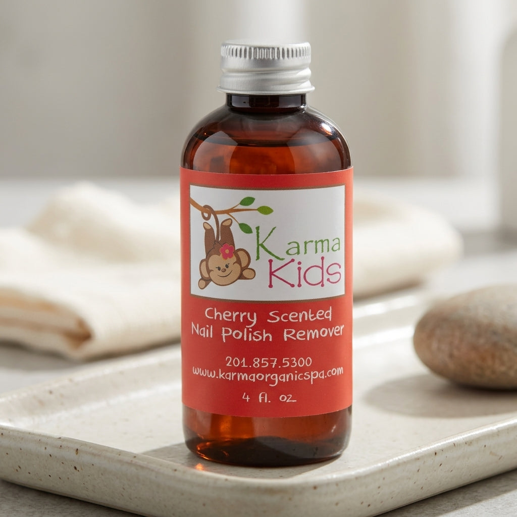Karma Organic Patented Soy-Based Nail Polish Remover – Non-Toxic Formula with 4 fl oz Cherry Scented