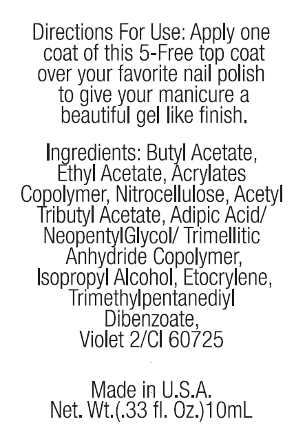 Gel Finish Top Coat - Nail Polish; Non-Toxic, Vegan, and Cruelty-Free (