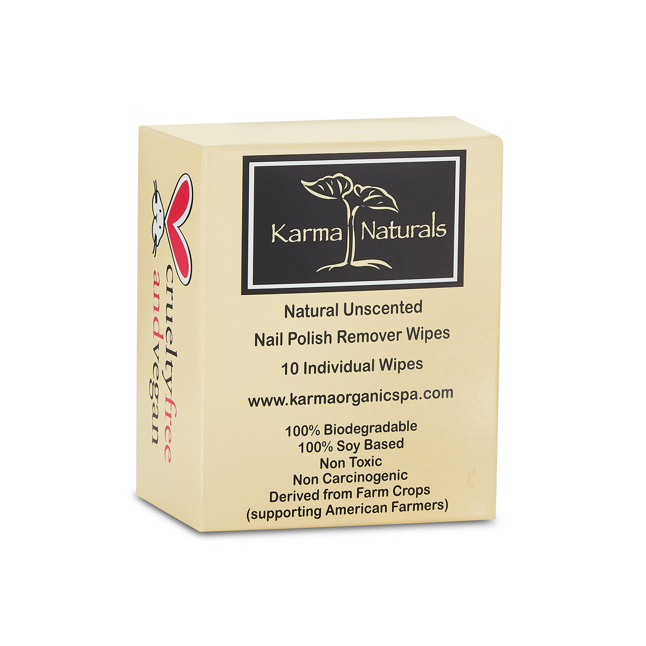 Karma Naturals Unscented Nail Polish Remover Wipes -1 Pack of 10 Individually Wrapped Wipes