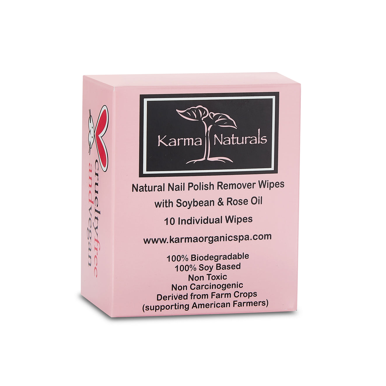 Karma Naturals  Nail Polish Remover Wipes with Rose Oil  - 1 Pack of 10 Individually Wrapped Wipes