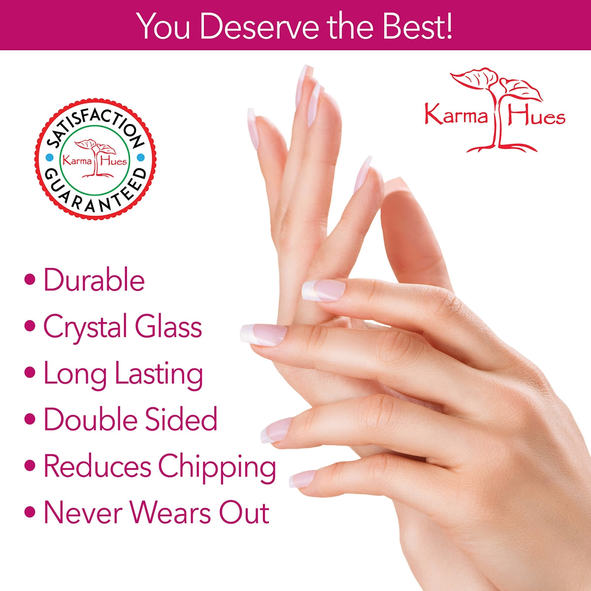 Karma Naturals Set of 2 Glass Nail Files; in Blue and Pink Velvet Pouches