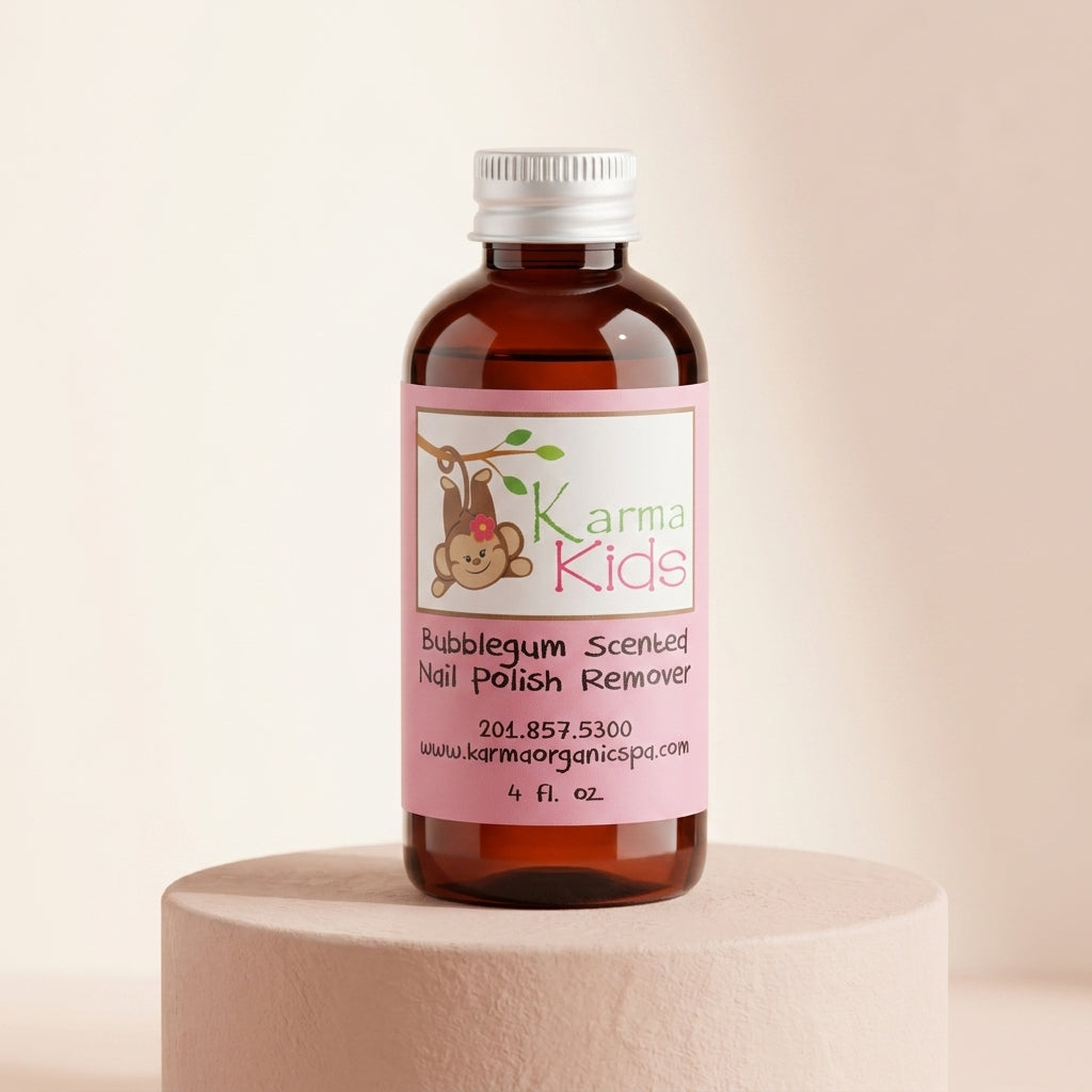 Karma Organic Patented Soy-Based Nail Polish Remover – Non-Toxic Formula with 4 fl oz Bubblegum Scented