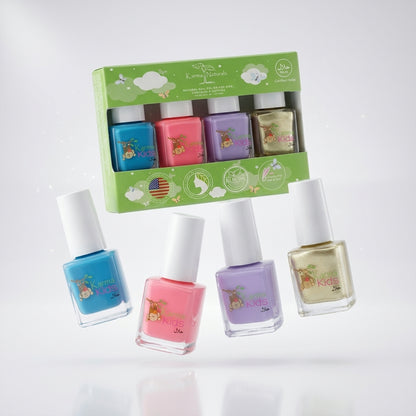 Karma Organic Vegan Non-Toxic Nail Polish – Breathable Cruelty-Free Long-Lasting Nail Color – Kids Certified Halal Nail polish Set of 4