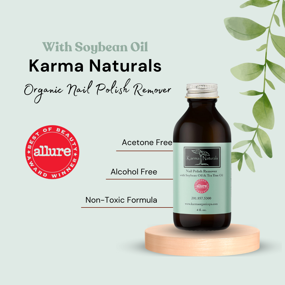 Karma Organic Patented Soy-Based Nail Polish Remover – Non-Toxic Formula with Tea Tree Oil - 4 fl. Oz.