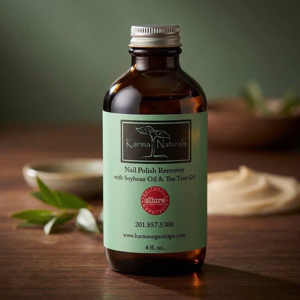 Karma Organic Patented Soy-Based Nail Polish Remover – Non-Toxic Formula with Tea Tree Oil - 4 fl. Oz.