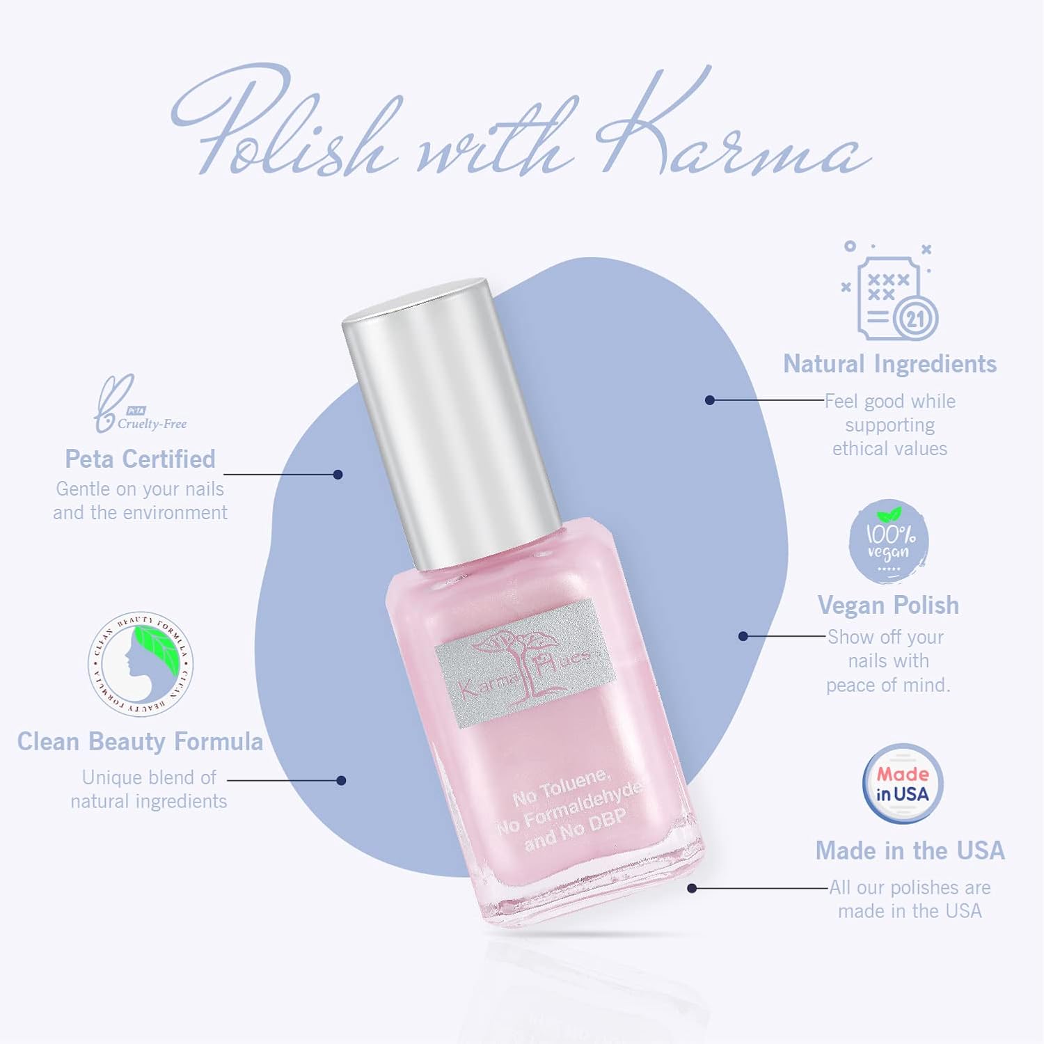 Karma Organic Vegan Non-Toxic Nail Polish – [Pretty in Pink] – Cruelty-Free Long-Lasting Nail Color