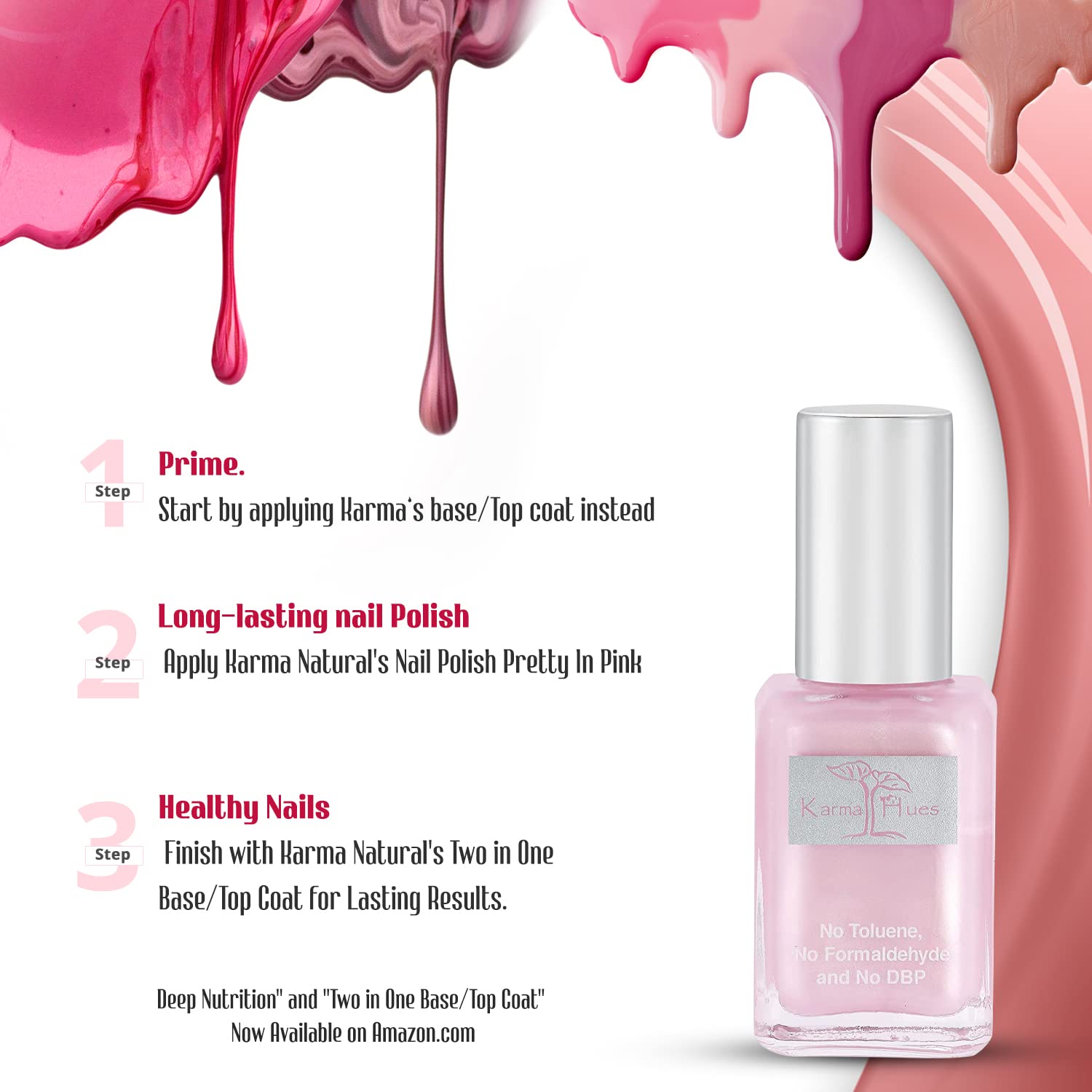 Karma Organic Vegan Non-Toxic Nail Polish – [Pretty in Pink] – Cruelty-Free Long-Lasting Nail Color