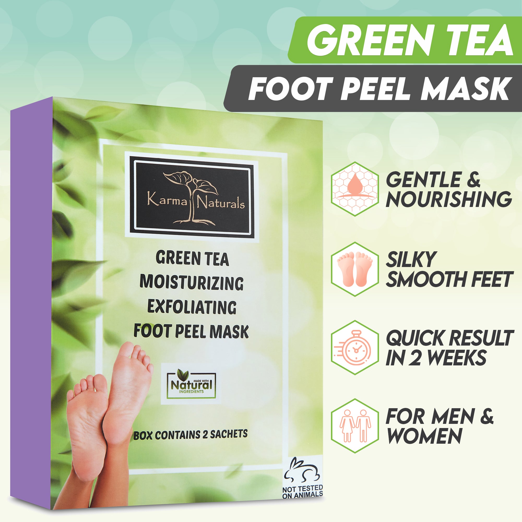 Karma Peach Foot Peel Mask – Helps Remove Callus &amp; Repair Cracked Heels by Karma Organic – For Men &amp; Women [2 Pack]