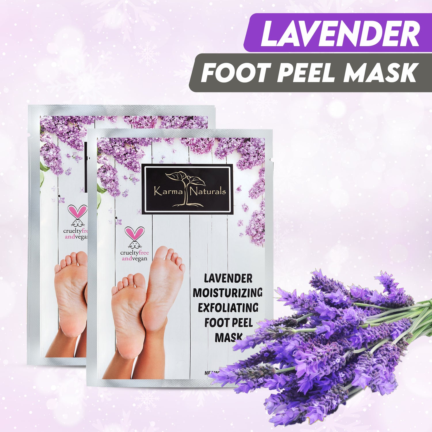 Karma lavender Foot Peel Mask – Helps Remove Callus &amp; Repair Cracked Heels by Karma Organic – For Men &amp; Women [2 Pack]
