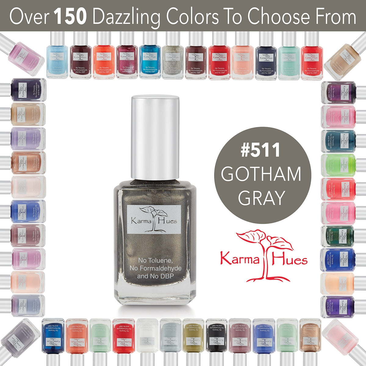 Gotham Gray - Nail Polish; Non-Toxic, Vegan, and Cruelty-Free (#511)