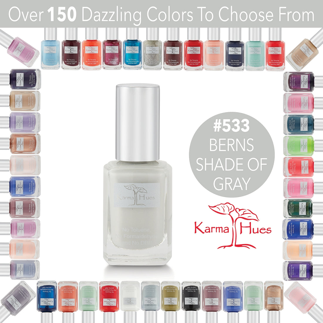 Berns Shade of Gray - Nail Polish; Non-Toxic, Vegan, and Cruelty-Free (