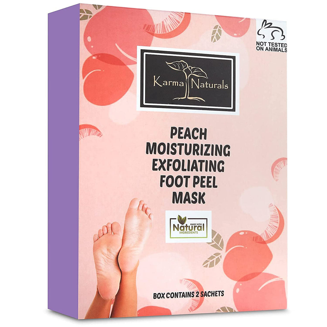 Karma Peach Foot Peel Mask – Helps Remove Callus &amp; Repair Cracked Heels by Karma Organic – For Men &amp; Women [2 Pack]