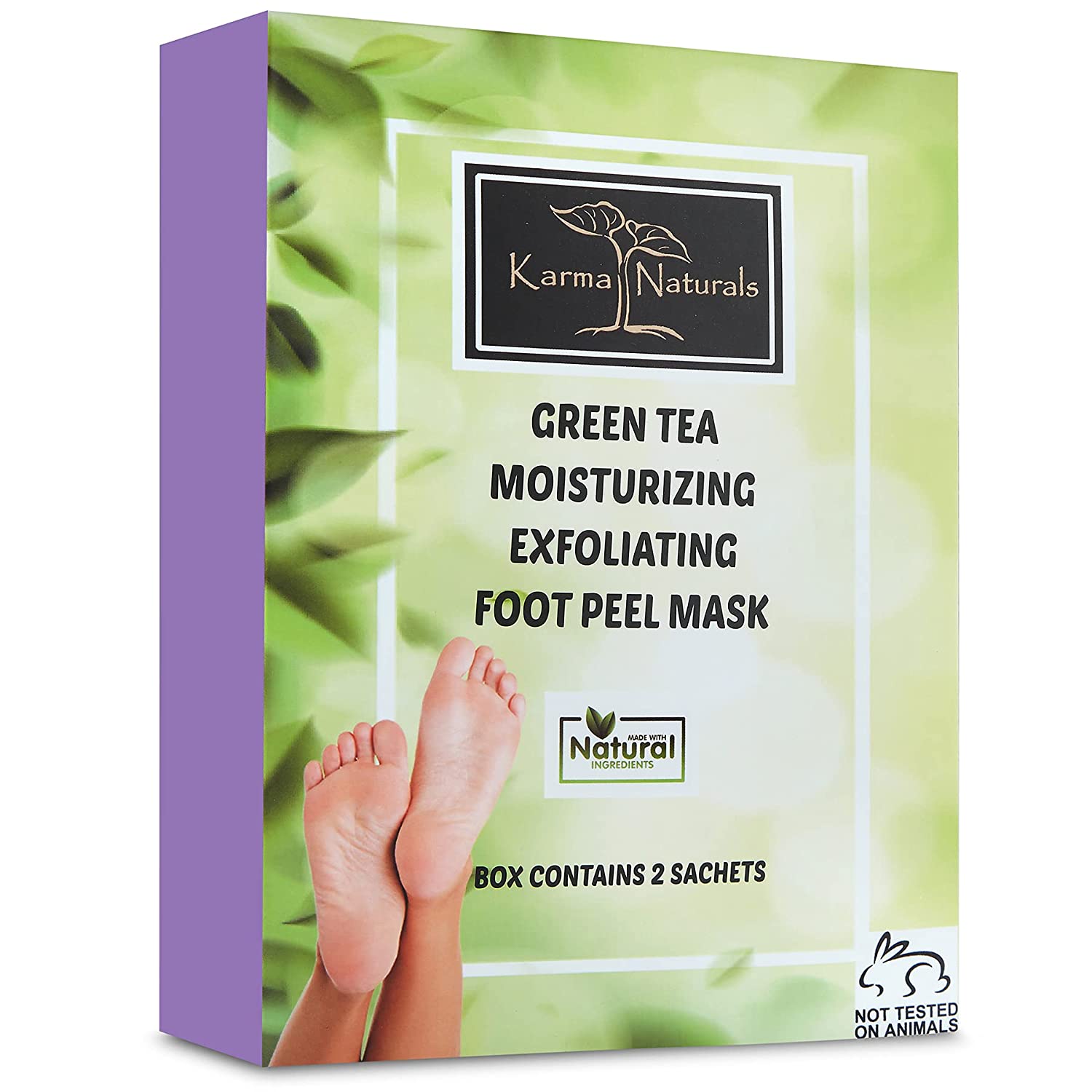 Karma Green Tea Foot Peel Mask – Helps Remove Callus &amp; Repair Cracked Heels by Karma Organic – For Men &amp; Women [2 Pack]