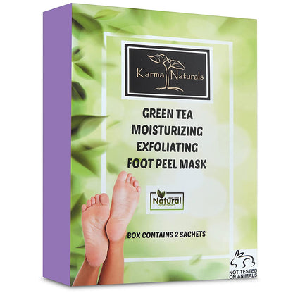 Karma Green Tea Foot Peel Mask – Helps Remove Callus &amp; Repair Cracked Heels by Karma Organic – For Men &amp; Women [2 Pack]