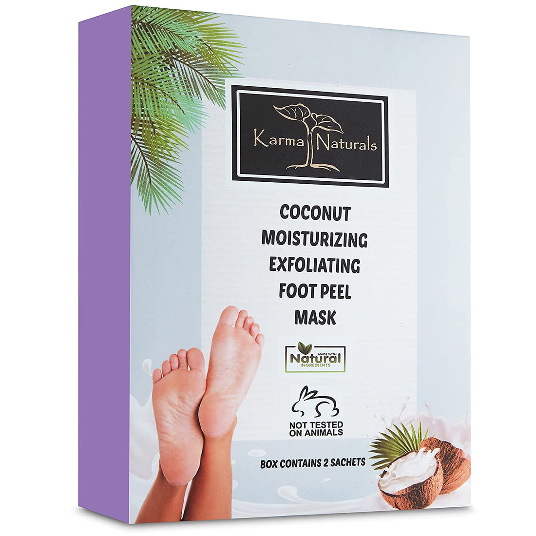 Karma Coconut Foot Peel Mask – Helps Remove Callus &amp; Repair Cracked Heels by Karma Organic – For Men &amp; Women [2 Pack]