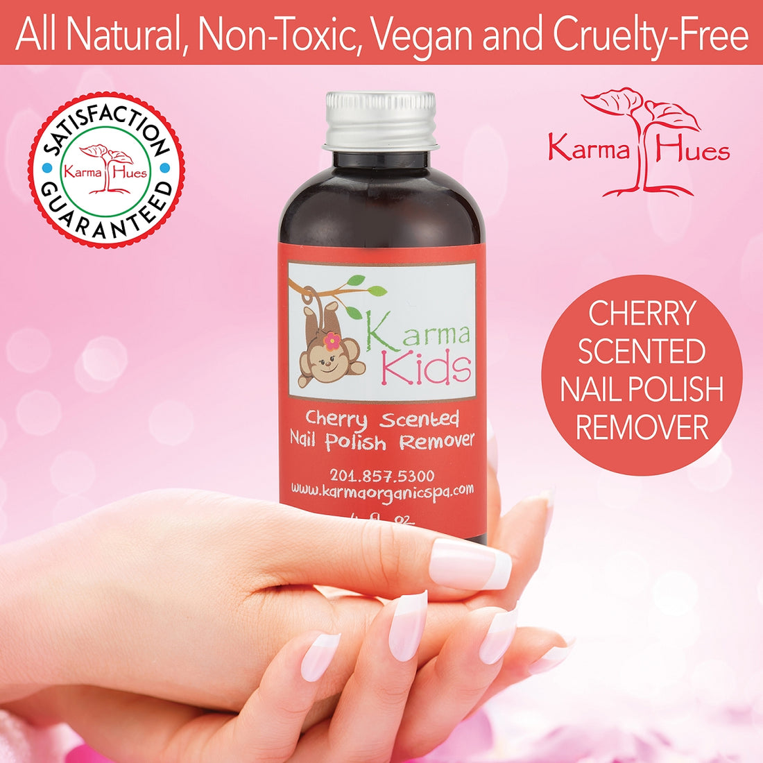 Karma Organic Patented Soy-Based Nail Polish Remover – Non-Toxic Formula with 4 fl oz Cherry Scented