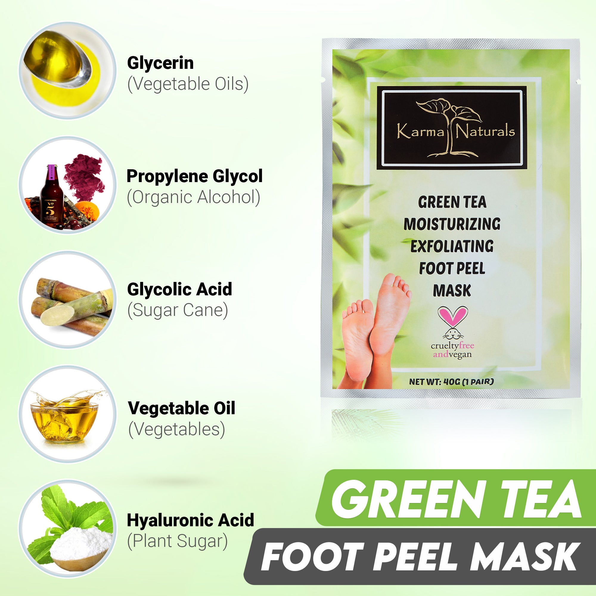 Karma Green Tea Foot Peel Mask – Helps Remove Callus &amp; Repair Cracked Heels by Karma Organic – For Men &amp; Women [2 Pack]
